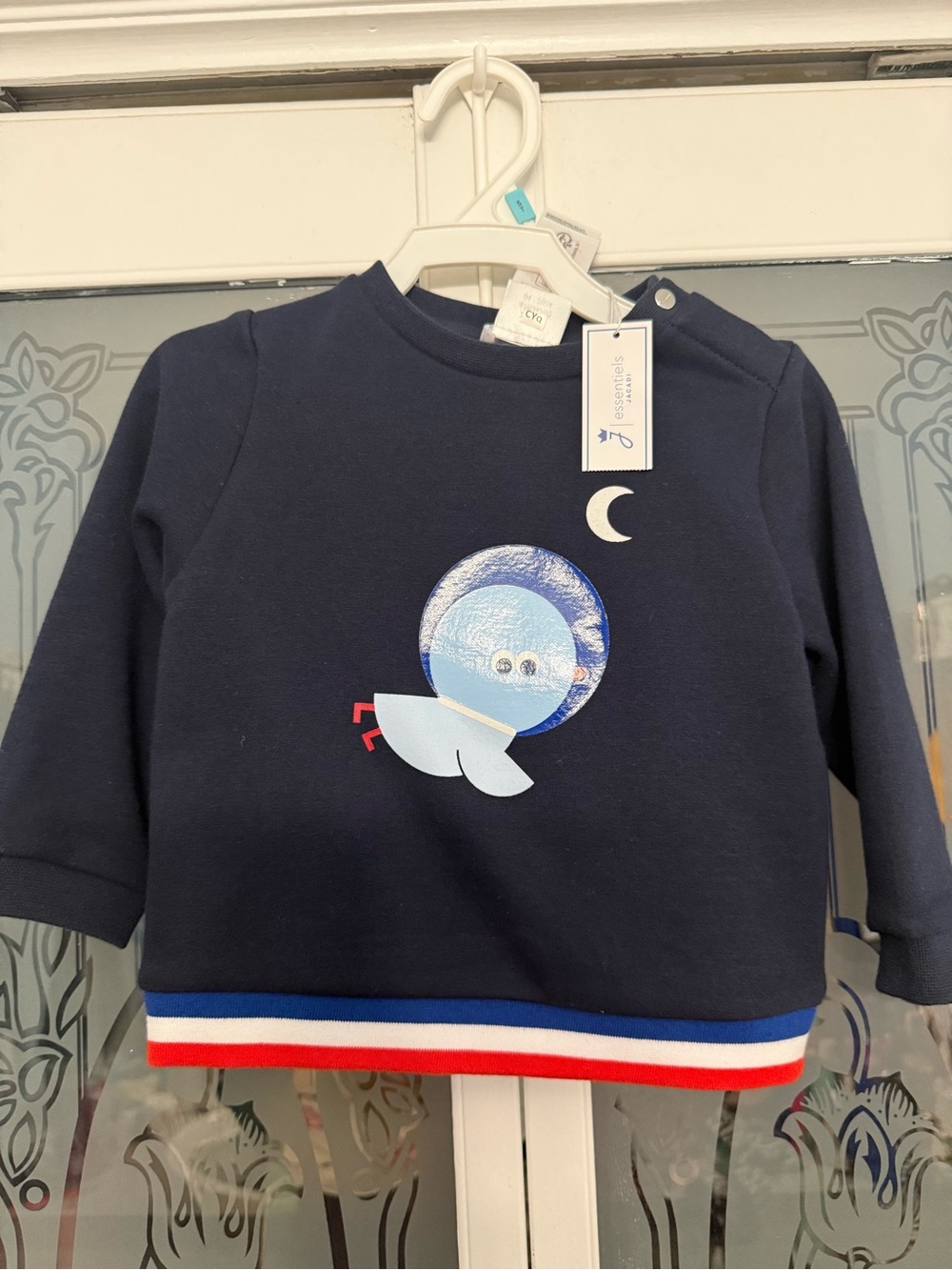 Jacadi Navy Space Graphic Sweatshirt with Red, White & Blue Trim